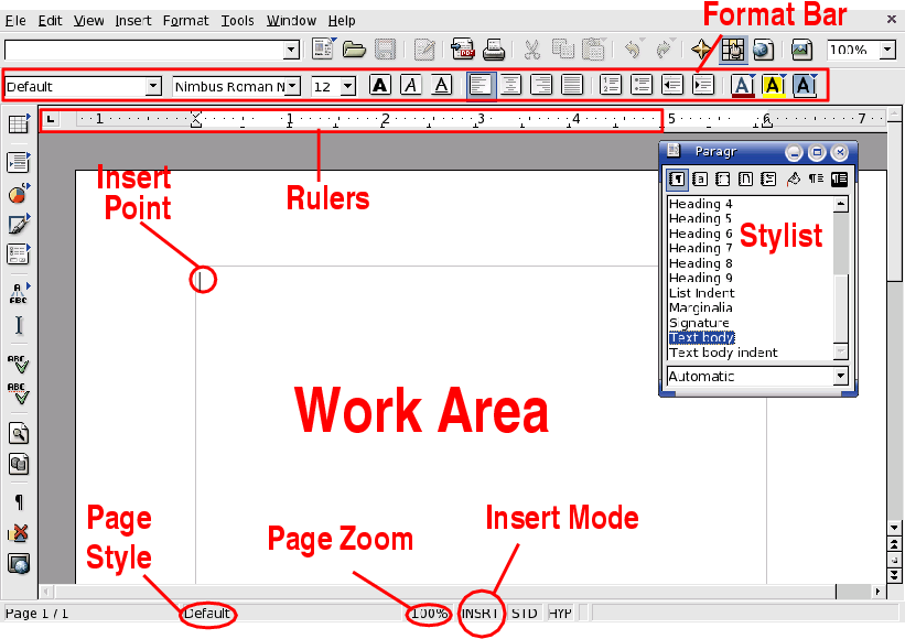 OpenOffice.org Writer 的主窗口