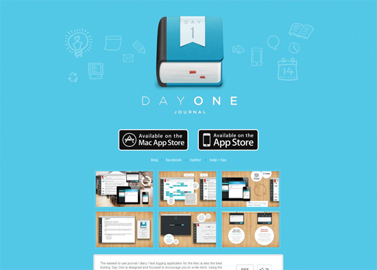 iOS app website design: Day One