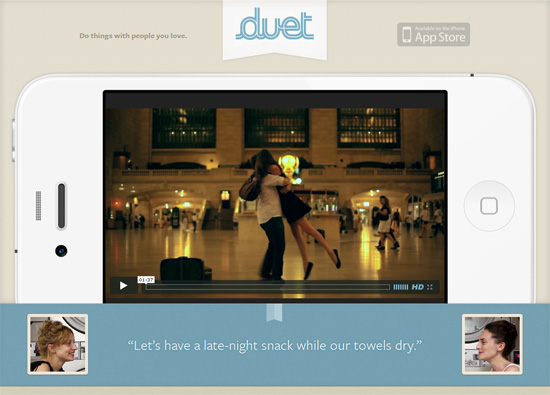 iOS app website design: Duet