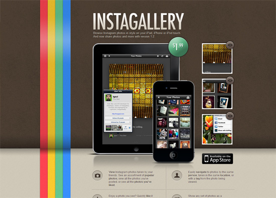 iOS app website design: Instagallery