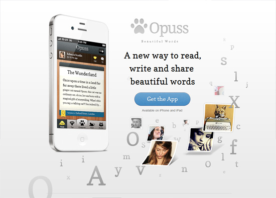 iOS app website design: Opuss
